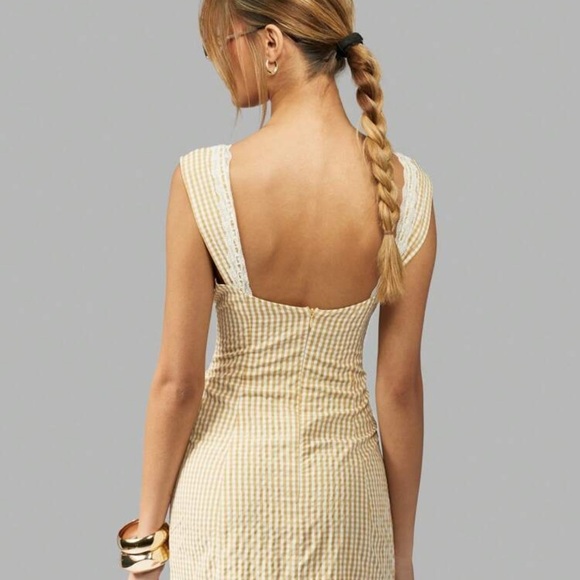 Missguided Yellow Checkered Mini Dress NWT - Picture 3 of 7